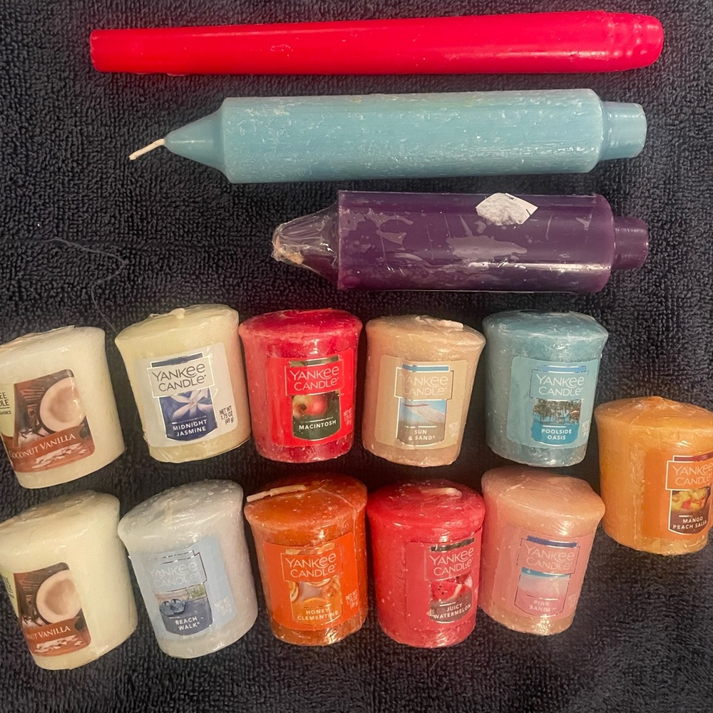 11ct. Yankee candle votives… plus 3 free tapers